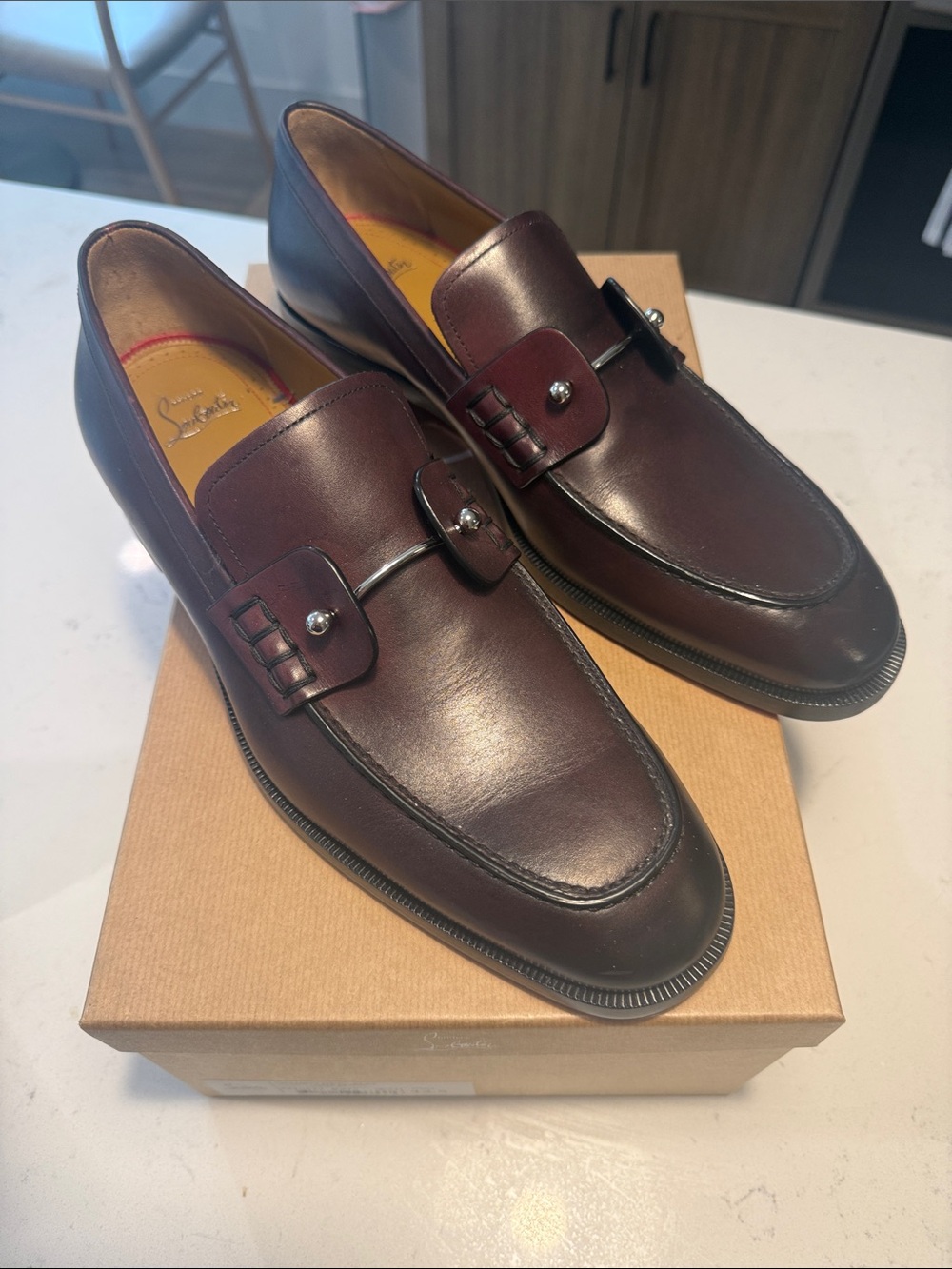 Christian Louboutin Men’s Chambelic Flat in Oxblood